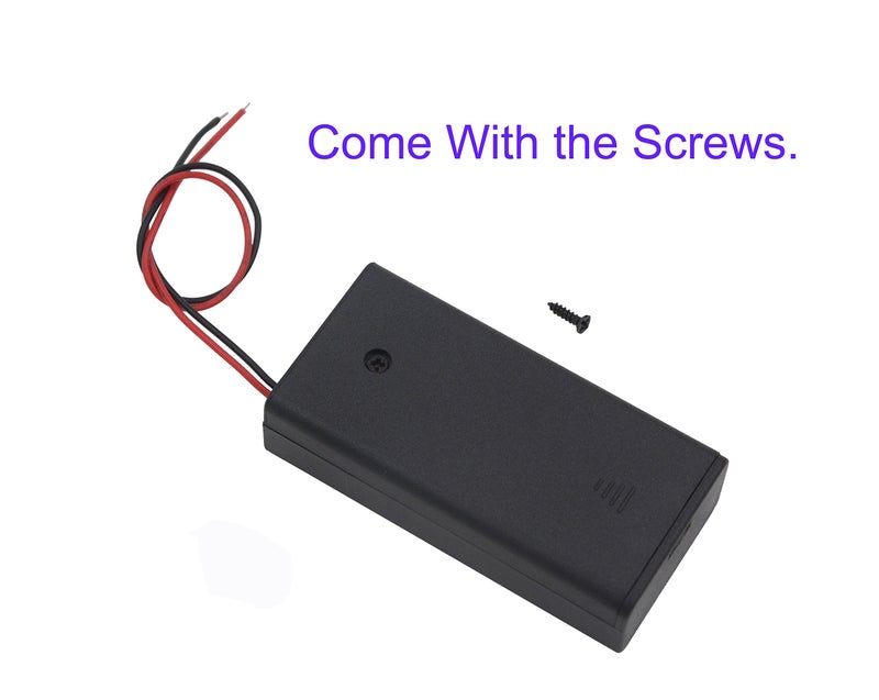 LAMPVPATH 3Pcs 2 AA Battery Holder with Switch, 2x 1.5V AA Battery Holder Case with Wire Leads and ON/OFF Switch(3 Pack) - Image 4